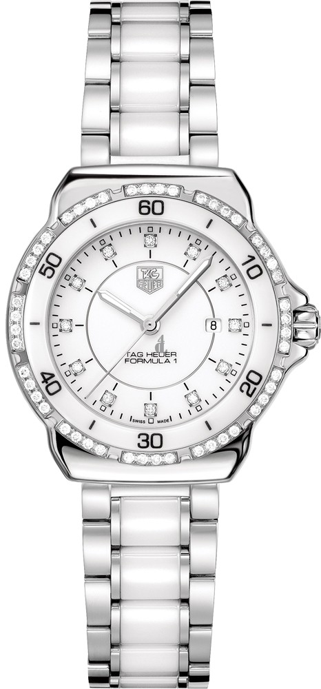 Replica Tag Heuer Formula 1 Diamonds Ladies White Ceramic & Steel Watch WAH1313.BA0868