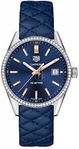Tag Heuer Carrera Navy Blue Dial Diamond Bezel Ladies WAR1114.FC6391