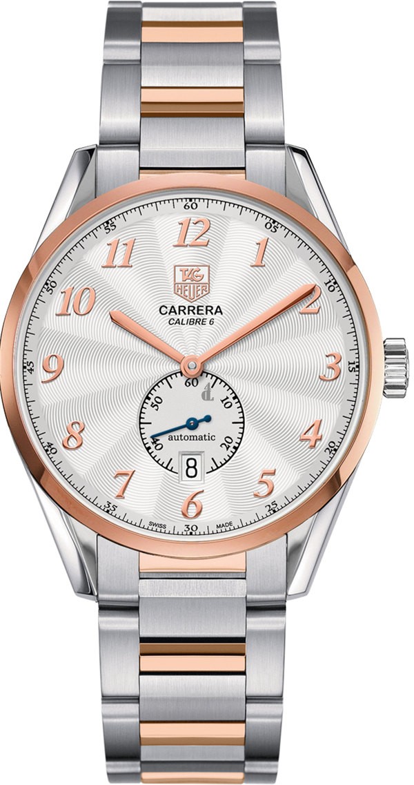 Tag Heuer Carrera Heritage Silver Dial Automatic Steel and 18kt Rose Gold Men's Watch WAS2112.BA0732 fake.