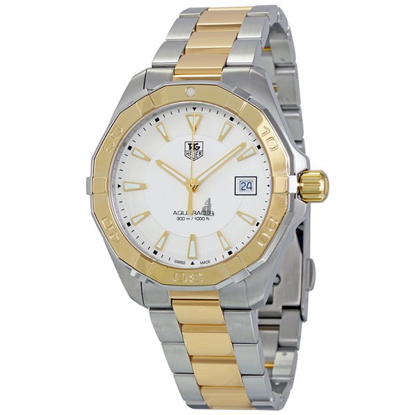 Tag Heuer Aquaracer Silver Opalin Dial Two-tone Men's Watch WAY1120.BB0930 fake.