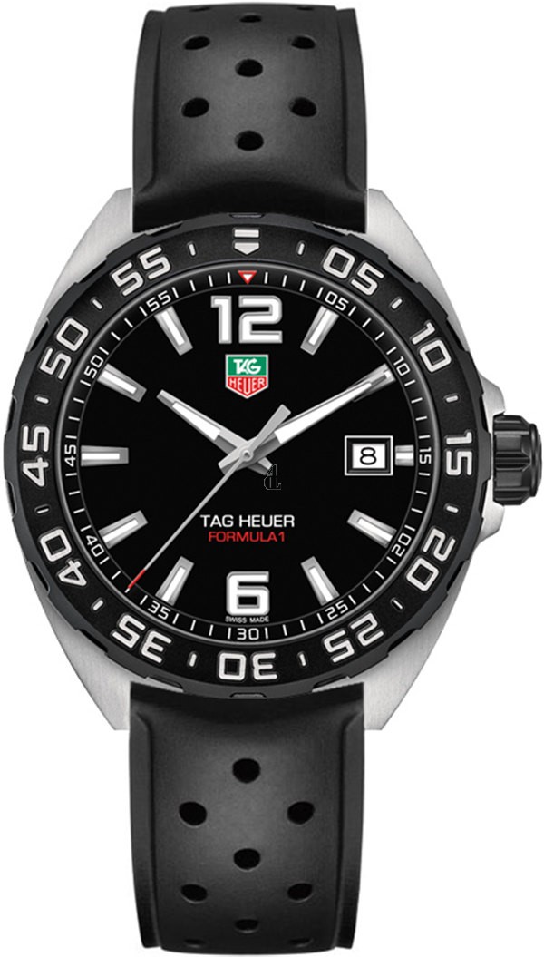 Tag Heuer Formula 1 Black Dial Black Rubber Men's Watch WAZ1110.FT8023 fake.