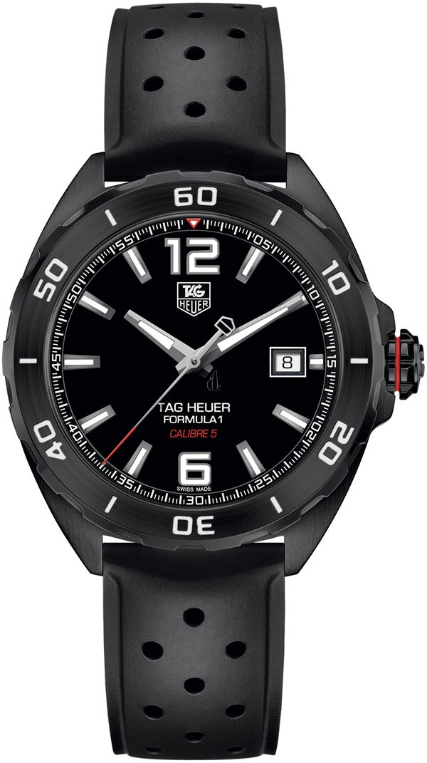 Tag Heuer Formula 1 Automatic Black Dial Black Rubber Men's Watch WAZ2115.FT8023 fake.