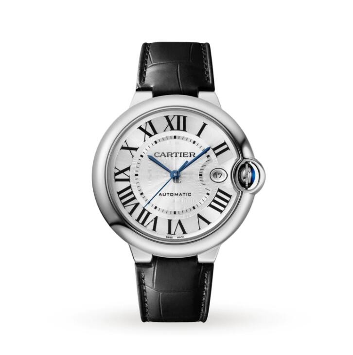 fake Cartier Ballon Bleu Stainless Steel With Black Leather WSBB0039