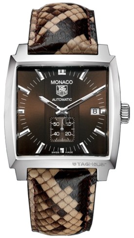 Replica Tag Heuer Monaco Brown Python Steel Mens Watch WW2115.FC6217