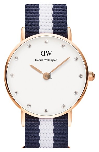 $79:Discounts Daniel Wellington Classy Glasgow Crystal Index NATO Strap Watch 26mm