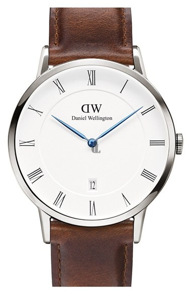 $99:Discounts Daniel Wellington Dapper St. Mawes Leather Strap Watch 38mm