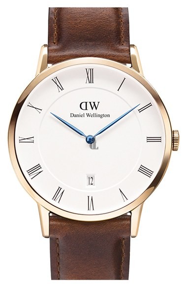 $99:Discounts Daniel Wellington Dapper St. Mawes Leather Strap Watch 38mm