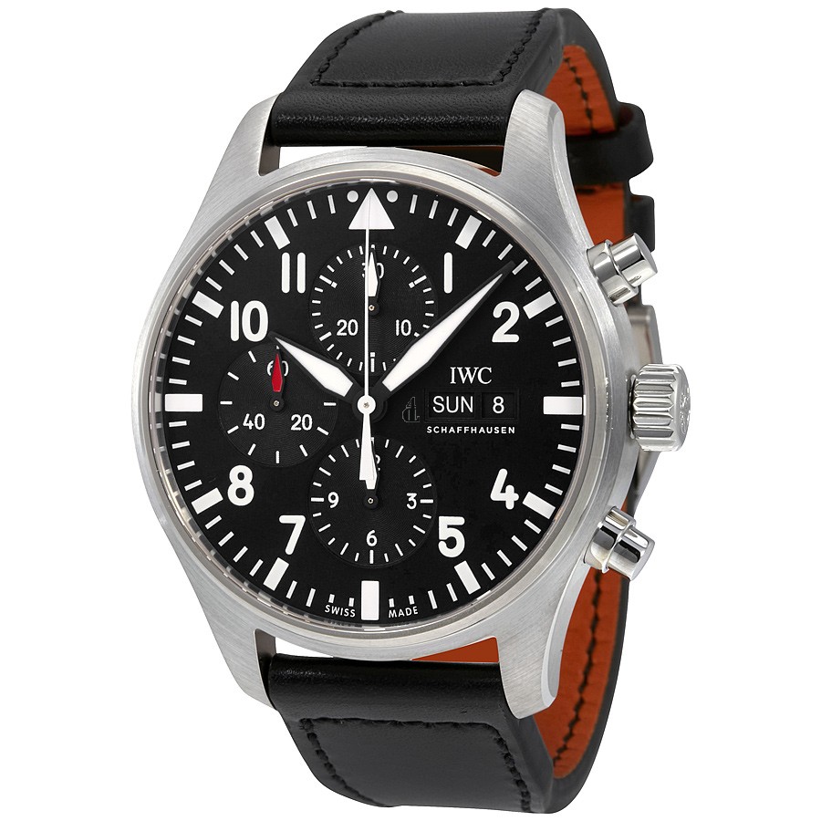 IWC Pilot Black Automatic Chronograph Men's Watch IW377709  fake
