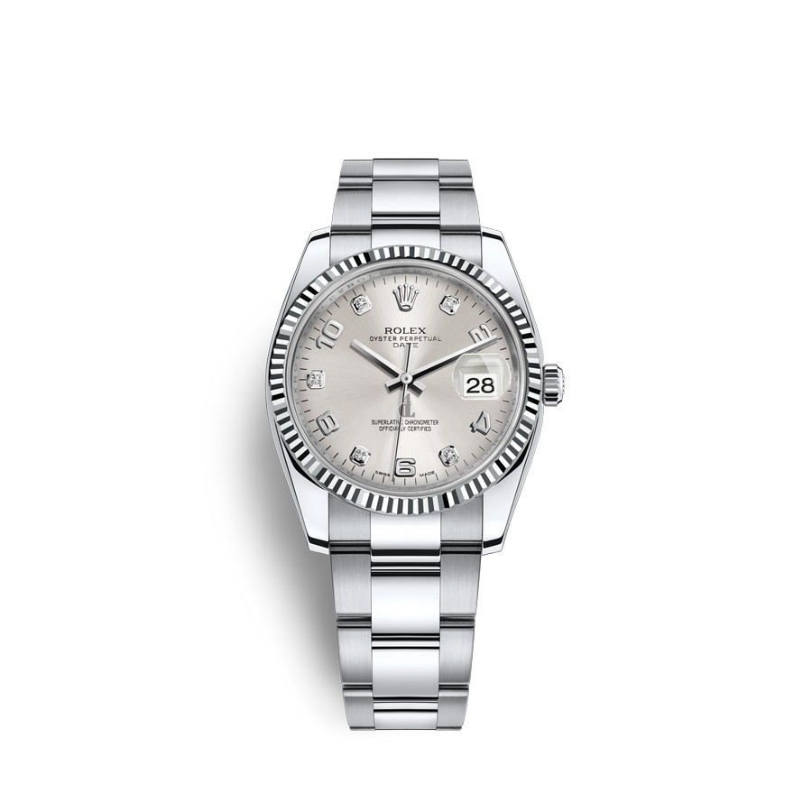 Rolex Oyster Perpetual Date 34 Oystersteel 18 ct white gold M115234-0012 watch replica