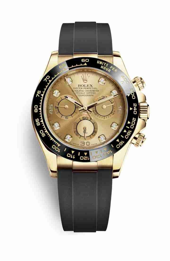 Rolex Cosmograph Daytona yellow gold 116518LN Champagne-colour set diamonds Dial