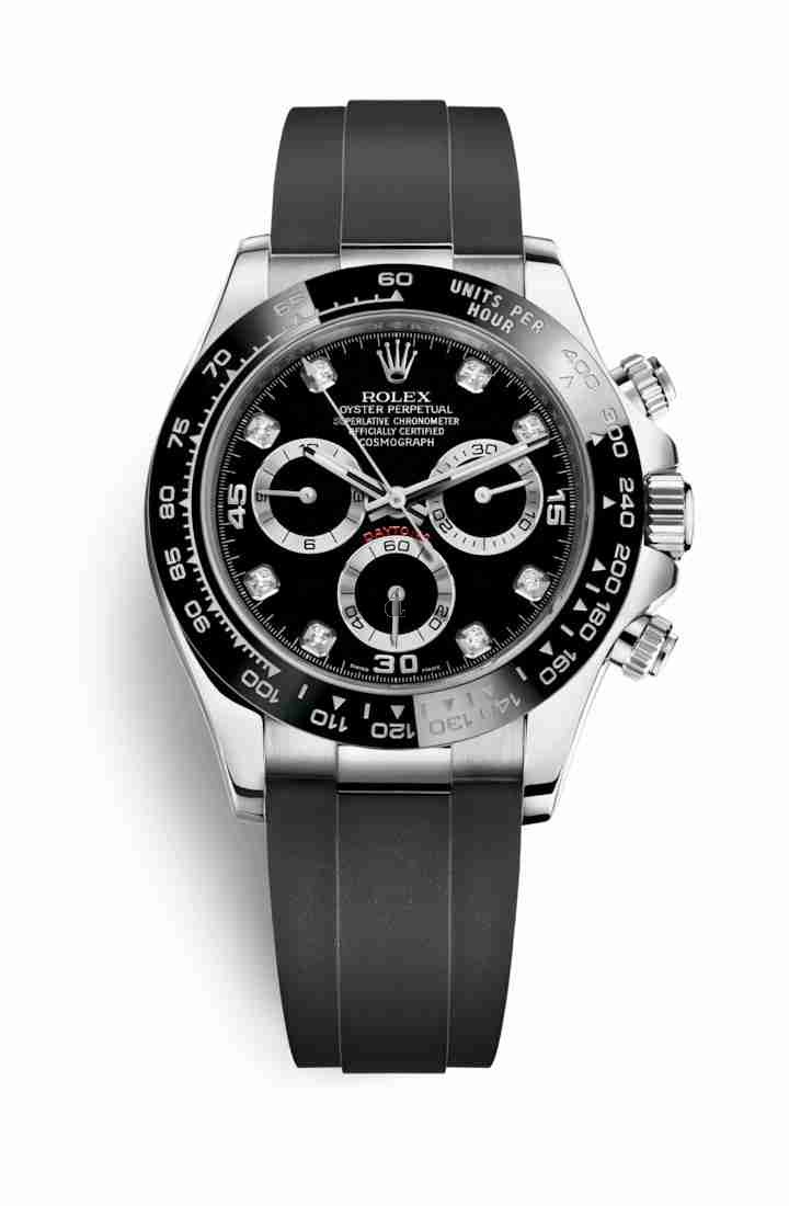 Rolex Cosmograph Daytona white gold 116519LN Black set diamonds Dial