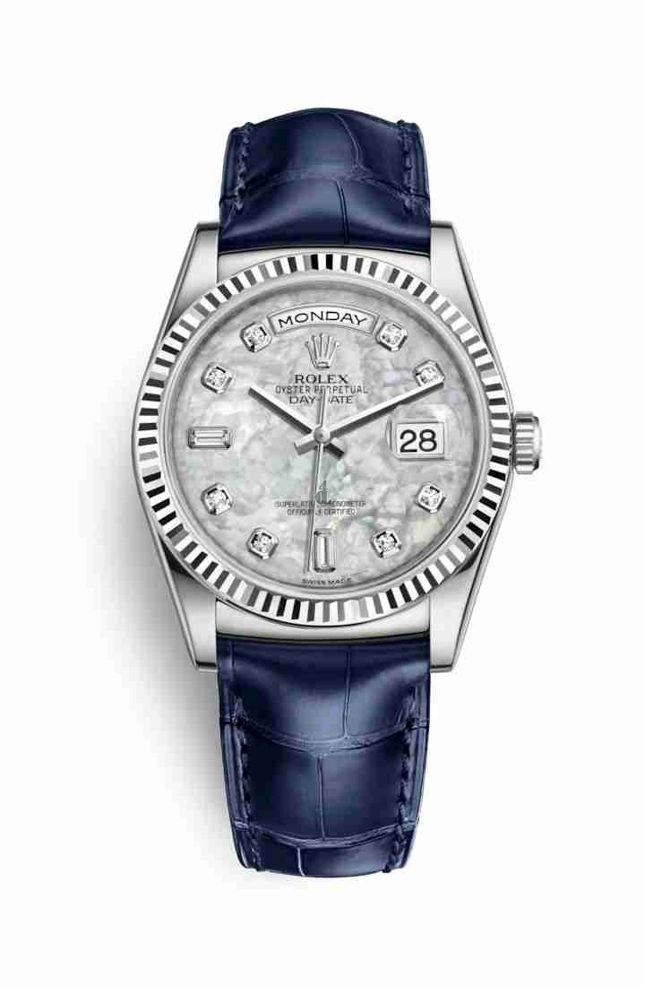 Rolex Day-Date 36 white gold 118139 White mother-of-pearl set diamonds Dial