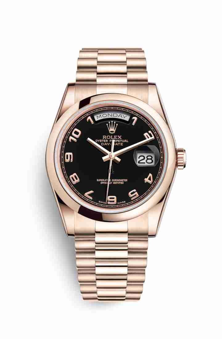 Rolex Day-Date 36 Everose gold 118205 Black Dial