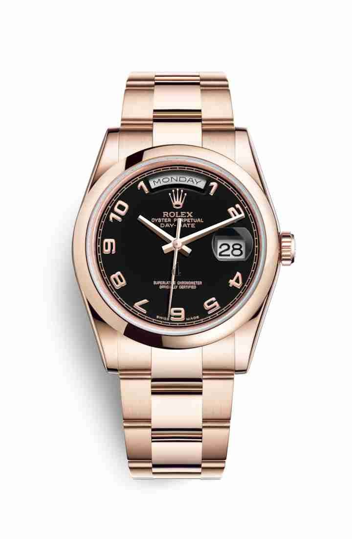 Rolex Day-Date 36 Everose gold 118205 Black Dial