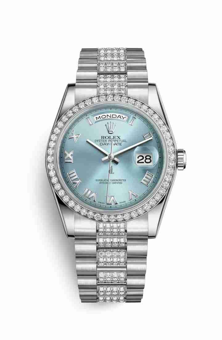 Rolex Day-Date 36 Platinum 118346 Ice blue Dial