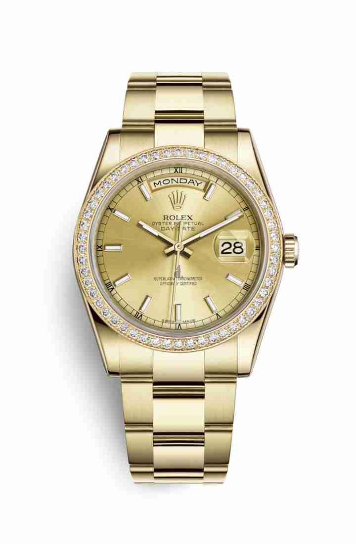Rolex Day-Date 36 yellow gold 118348 Champagne-colour Dial