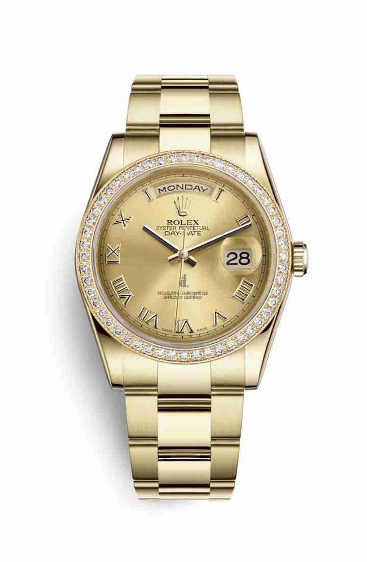 Rolex Day-Date 36 yellow gold 118348 Champagne-colour Dial