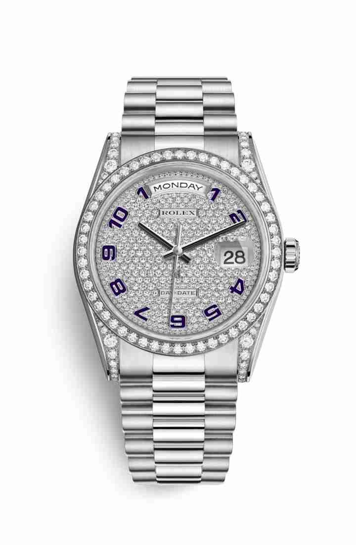 Rolex Day-Date 36 white gold lugs set diamonds 118389 Diamond-paved Dial
