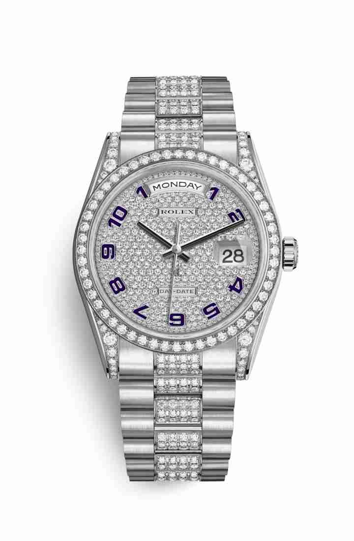 Rolex Day-Date 36 white gold lugs set diamonds 118389 Diamond-paved Dial