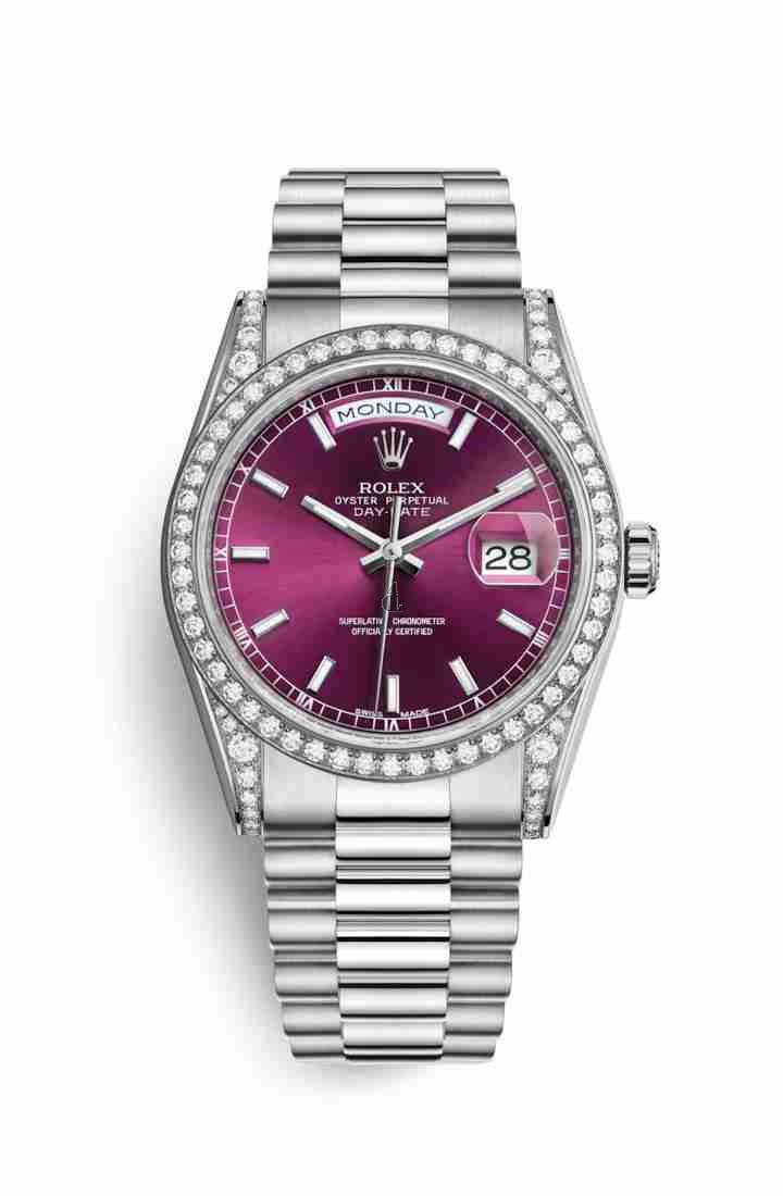Rolex Day-Date 36 white gold lugs set diamonds 118389 Cherry Dial