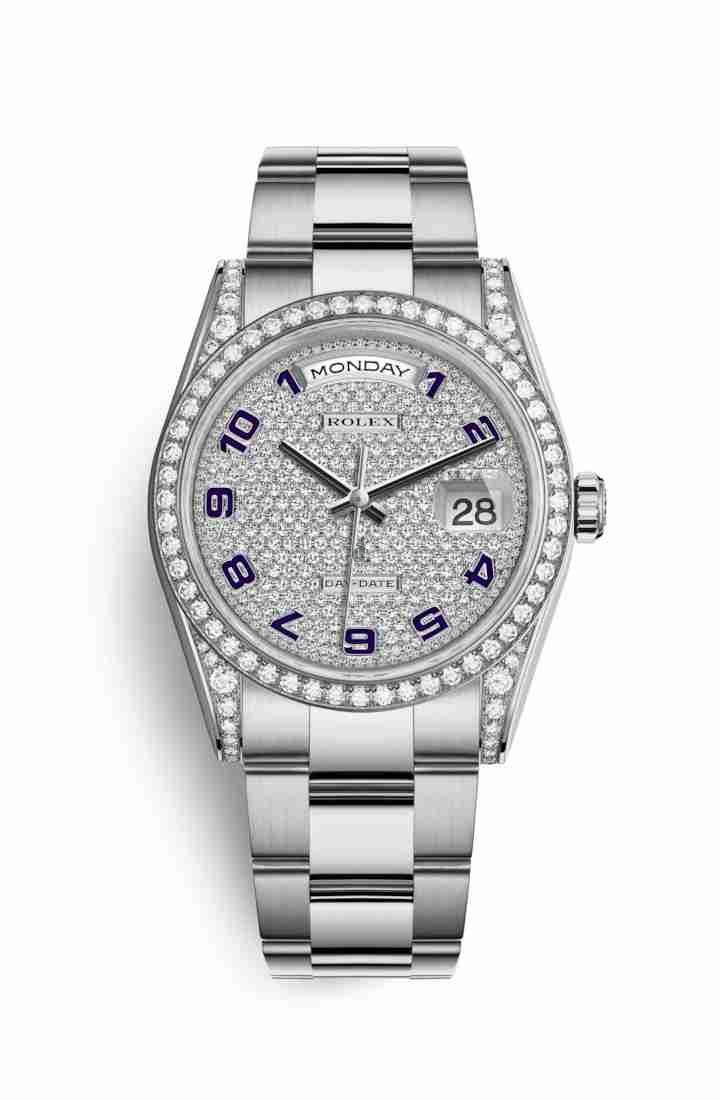 Rolex Day-Date 36 white gold lugs set diamonds 118389 Diamond-paved Dial