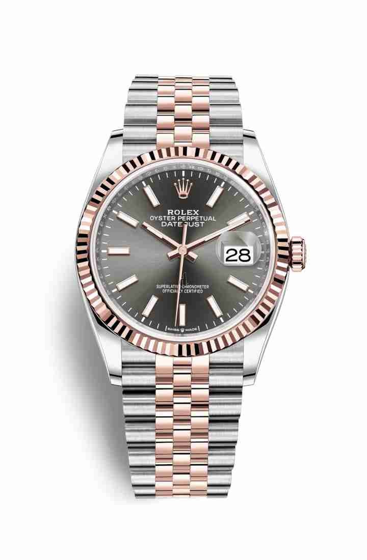Rolex Datejust 36 Everose Rolesor Oystersteel Everose gold 126231 Dark rhodium Dial