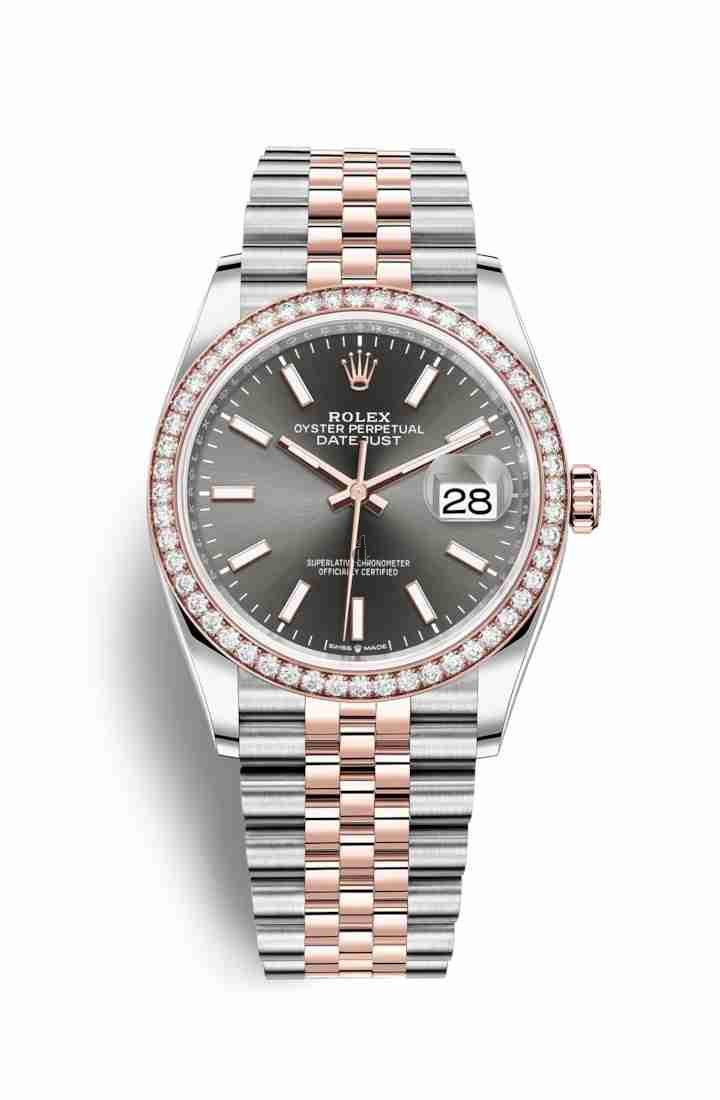 Rolex Datejust 36 Everose Rolesor Oystersteel Everose gold 126281RBR Dark rhodium Dial