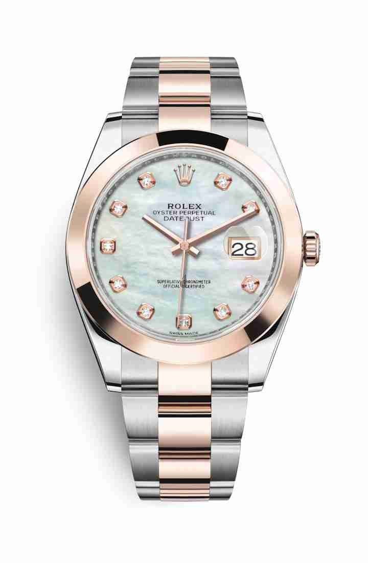 Rolex Datejust 41 Everose Rolesor Oystersteel Everose gold 126301 White mother-of-pearl set diamonds Dial