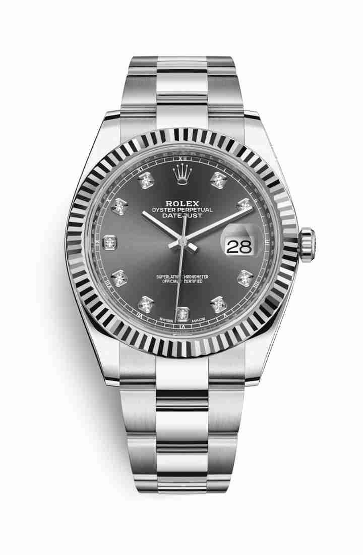 Rolex Datejust 41 White Rolesor Oystersteel white gold 126334 Dark rhodium set diamonds Dial