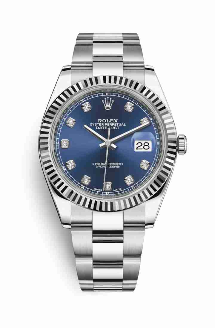 Rolex Datejust 41 White Rolesor Oystersteel white gold 126334 Blue set diamonds Dial