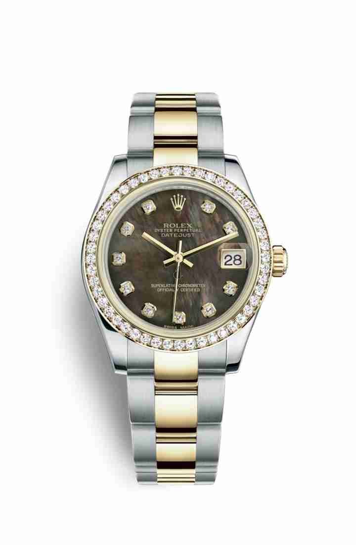 Rolex Datejust 31 Yellow Rolesor Oystersteel yellow gold 178383 Black mother-of-pearl set diamonds Dial