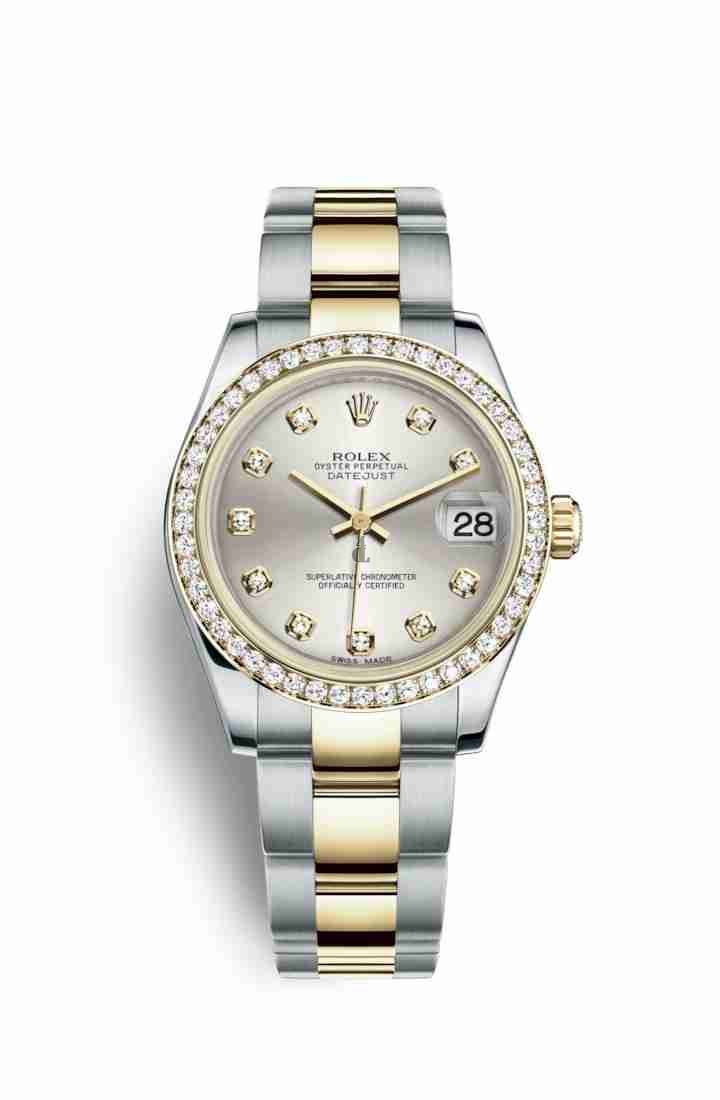 Rolex Datejust 31 Yellow Rolesor Oystersteel yellow gold 178383 Silver set diamonds Dial