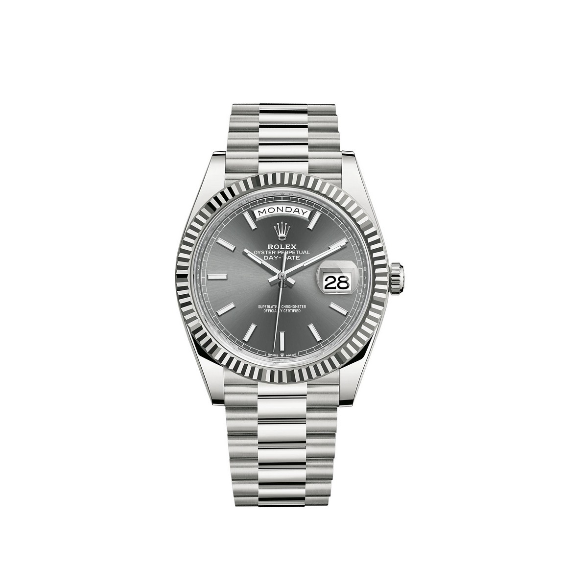 fake Rolex Day-Date 40 Watch 18 ct white gold M228239-0060