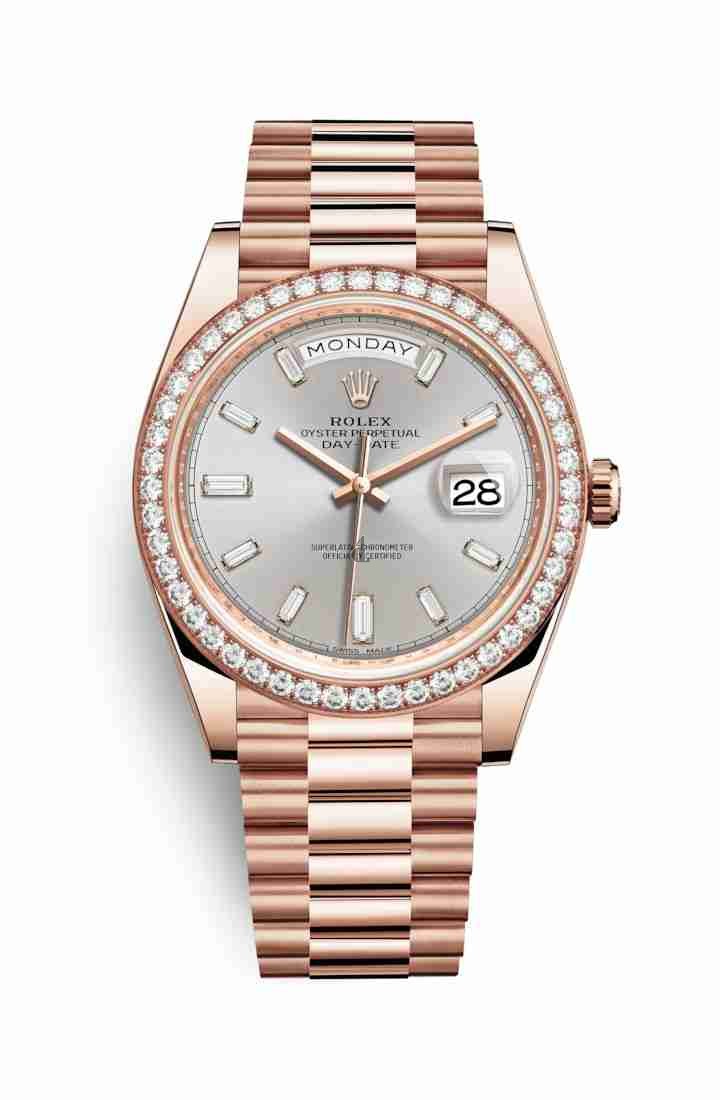 Rolex Day-Date 40 Everose gold 228345RBR Sundust set diamonds Dial
