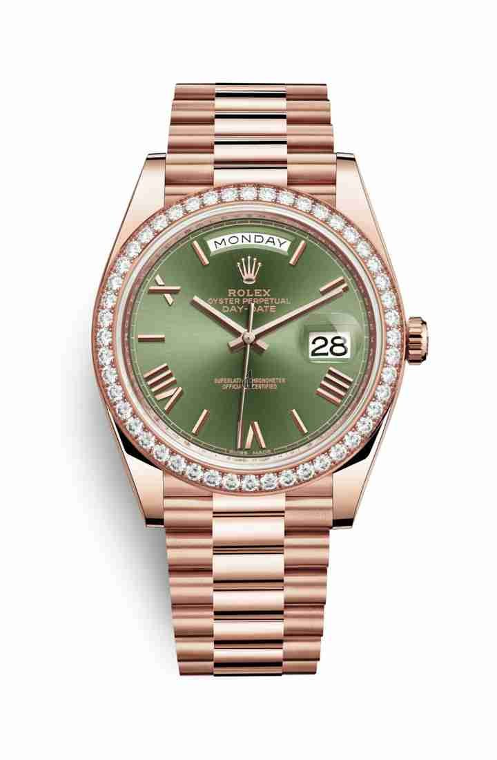 Rolex Day-Date 40 Everose gold 228345RBR Olive green Dial