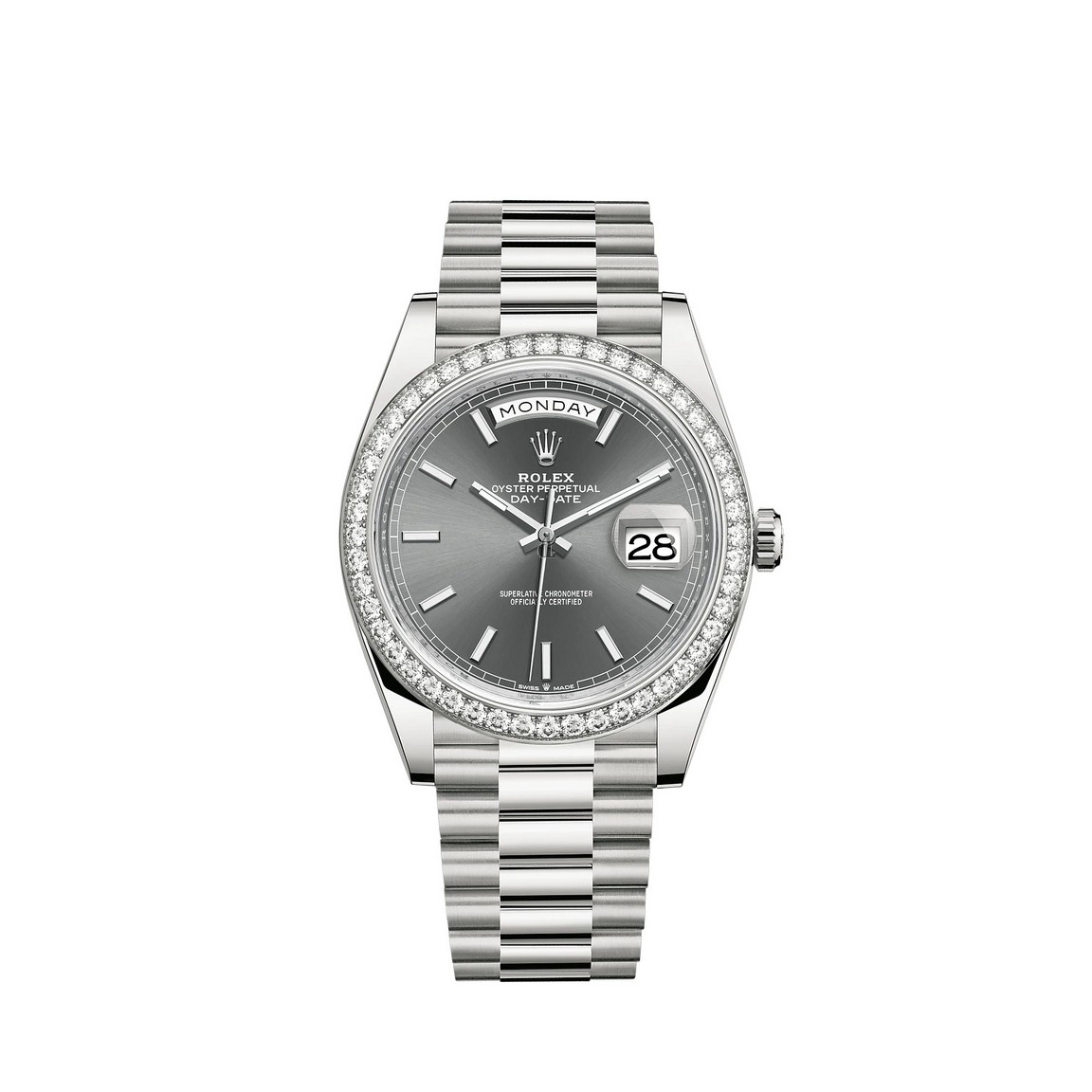 fake Rolex Day-Date 40 Watch 18 ct white gold M228349RBR-0041