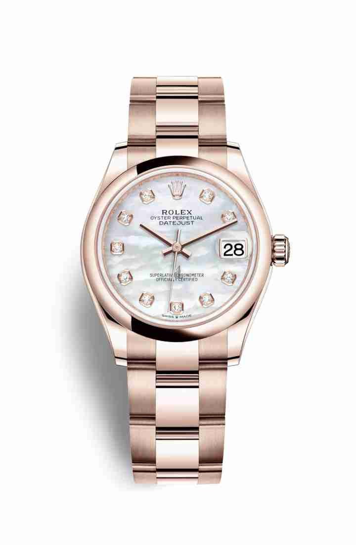 Rolex Datejust 31 Everose gold 278245 White mother-of-pearl set diamonds Dial