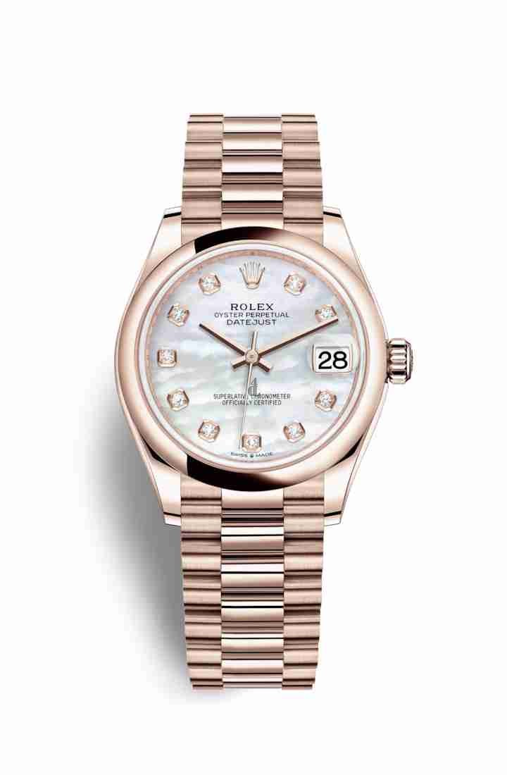 Rolex Datejust 31 Everose gold 278245 White mother-of-pearl set diamonds Dial