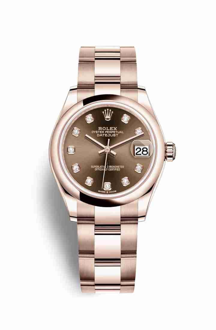 Rolex Datejust 31 Everose gold 278245 Chocolate set diamonds Dial