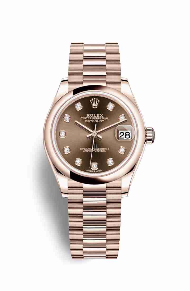 Rolex Datejust 31 Everose gold 278245 Chocolate set diamonds Dial