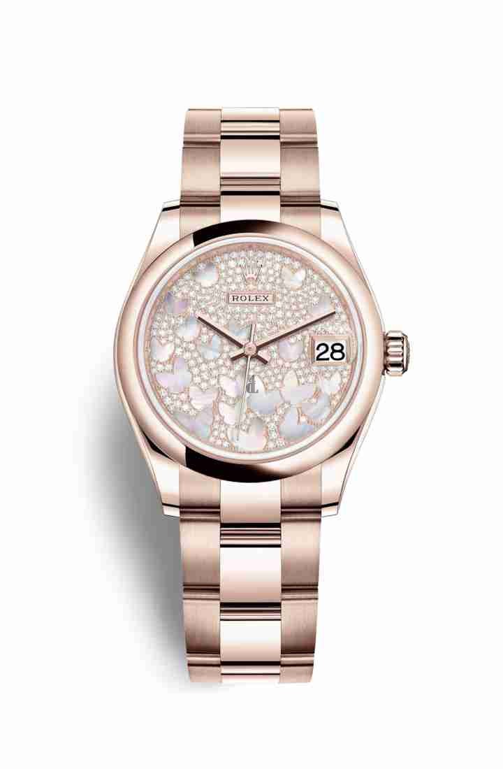 Rolex Datejust 31 Everose gold 278245 Paved mother-of-pearl butterfly Dial