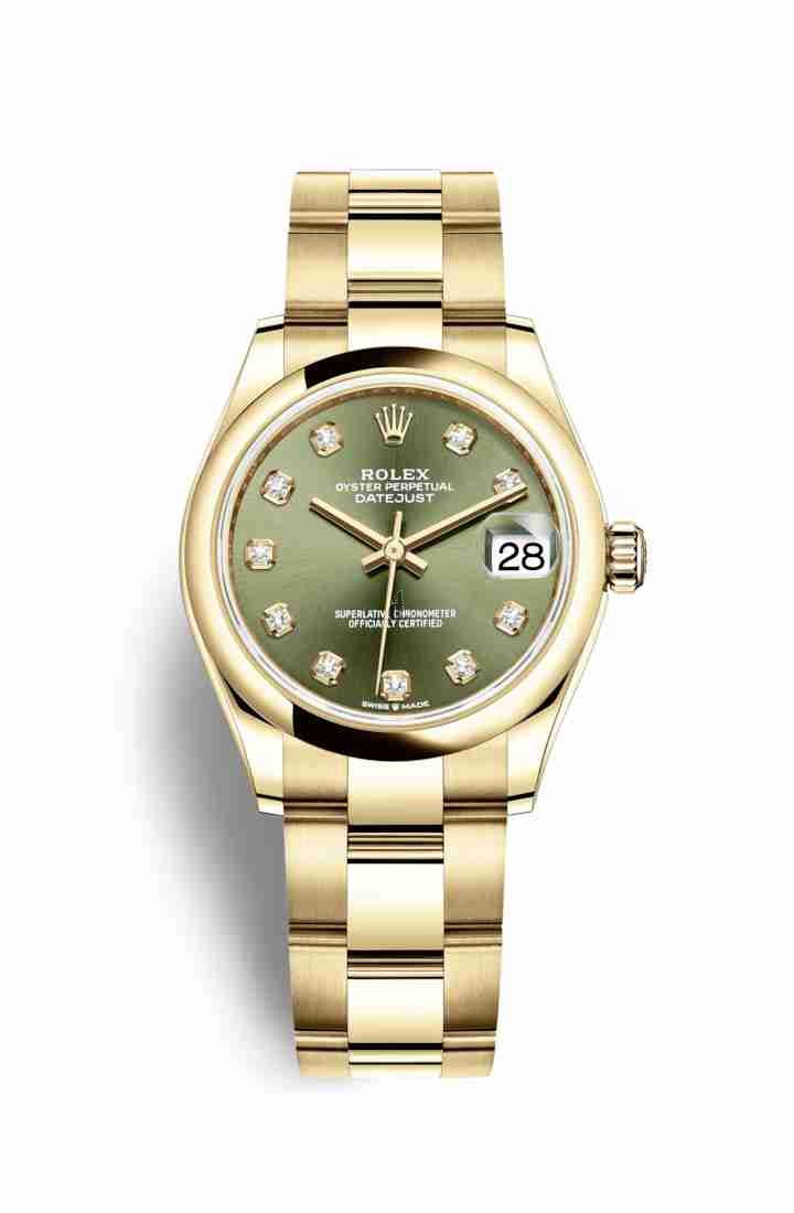 Rolex Datejust 31 yellow gold 278248 Olive green set diamonds Dial