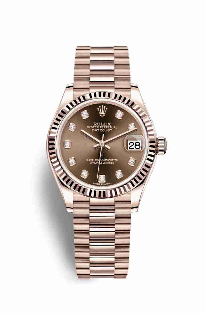 Rolex Datejust 31 Everose gold 278275 Chocolate set diamonds Dial