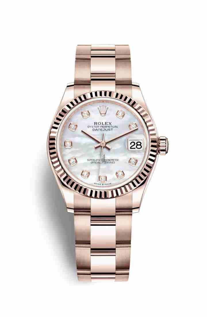 Rolex Datejust 31 Everose gold 278275 White mother-of-pearl set diamonds Dial