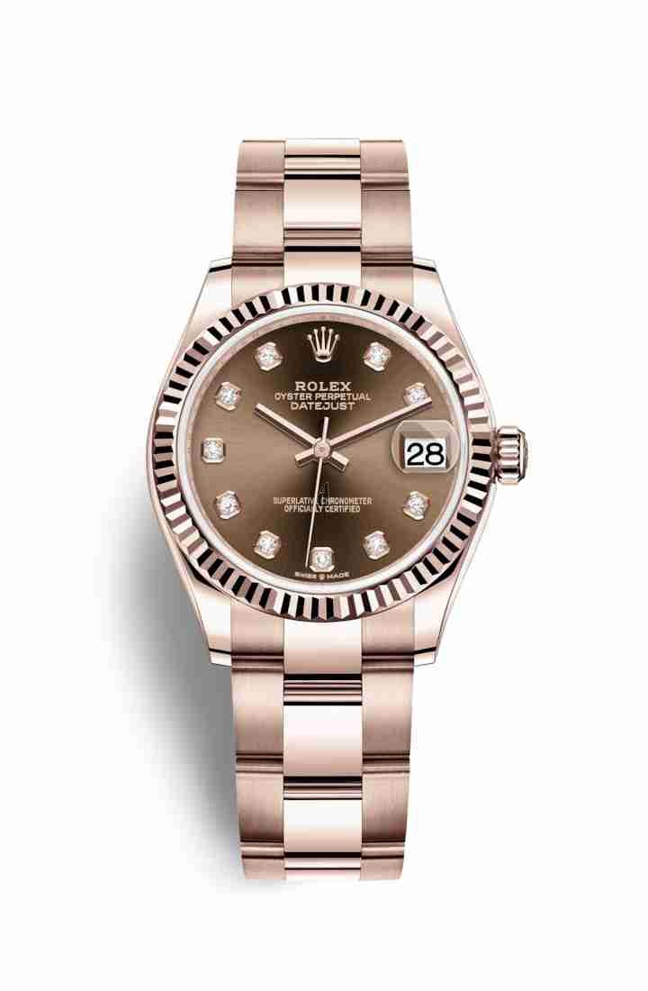 Rolex Datejust 31 Everose gold 278275 Chocolate set diamonds Dial