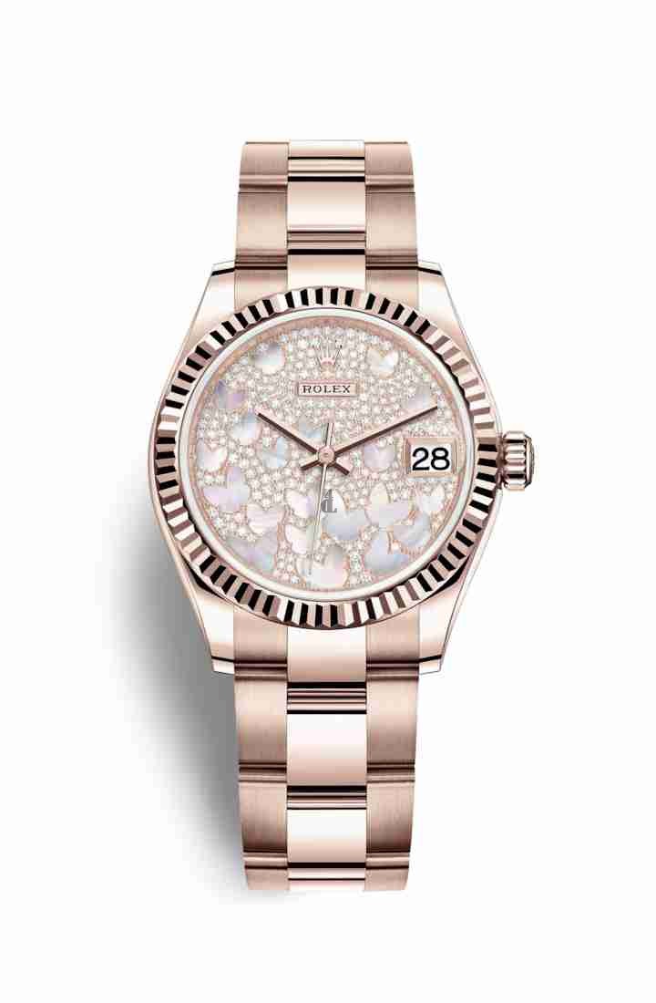 Rolex Datejust 31 Everose gold 278275 Paved mother-of-pearl butterfly Dial