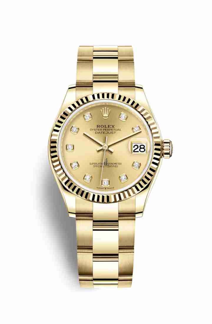 Rolex Datejust 31 yellow gold 278278 Champagne-colour set diamonds Dial