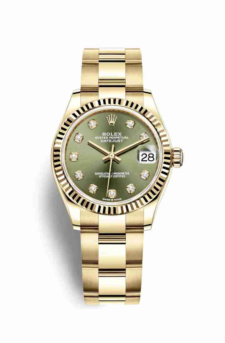 Rolex Datejust 31 yellow gold 278278 Olive green set diamonds Dial