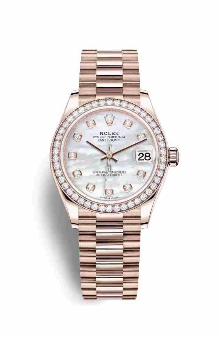 Rolex Datejust 31 Everose gold 278285RBR White mother-of-pearl set diamonds Dial