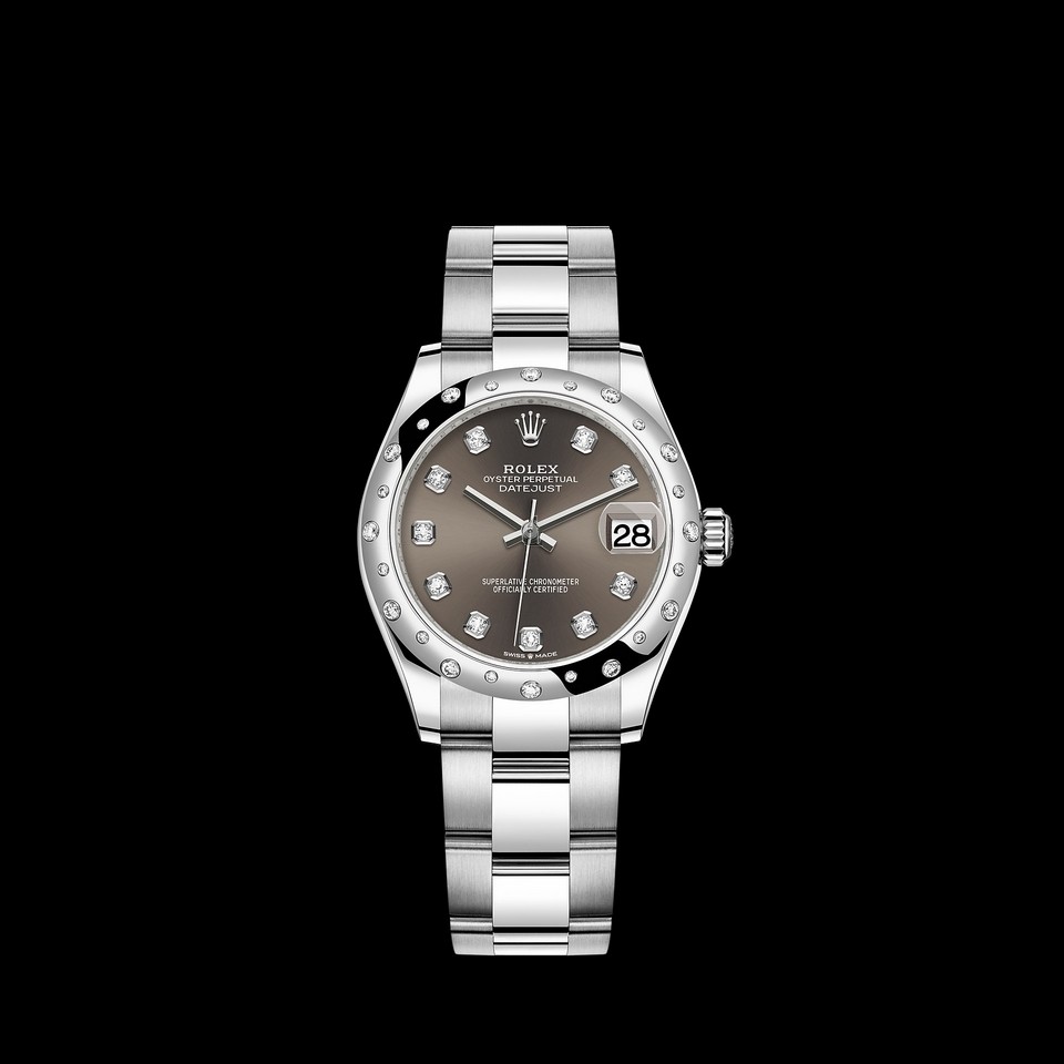 fake Rolex Datejust 31 combination of Oystersteel and 18 ct white gold M278344RBR-0007